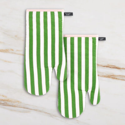 Kate Spade New York Loop And Dot Striped Cotton Oven Mitt Set Set