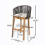 Tabourets de bar d'extérieur en bois d'acacia de 30,5 po de hauteur avec dossier et coussins Bronson-1116797129