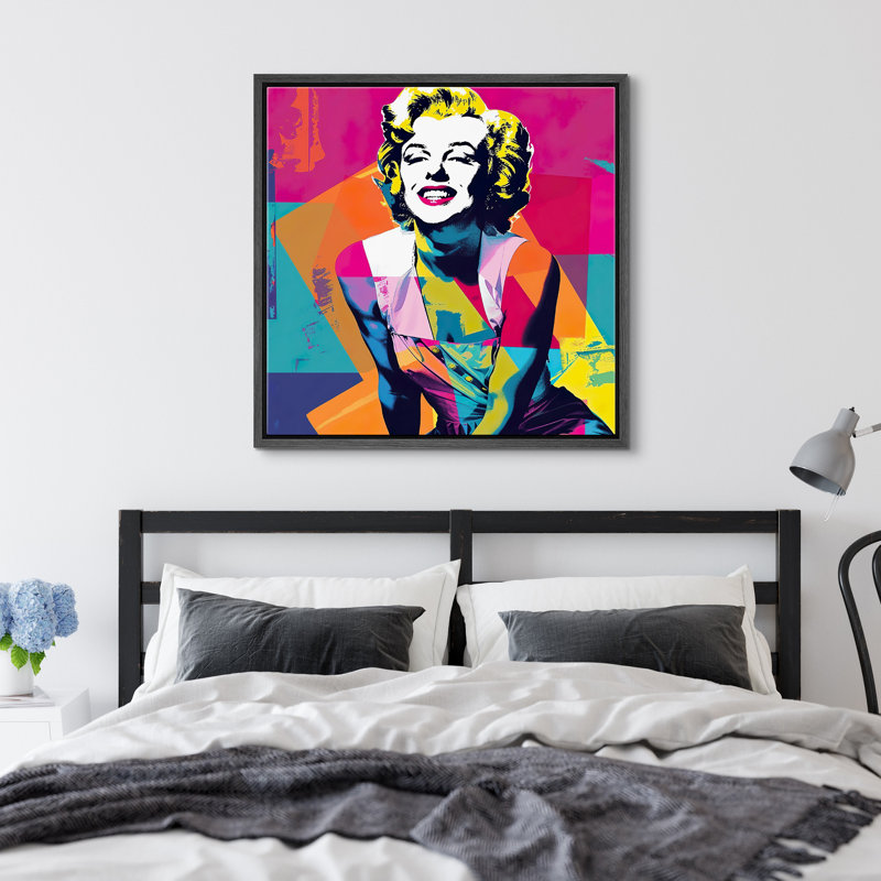 Pop Pop Street, Marilyn Monroe, Graffiti, H 24 po x l 24 po, Cadre noir