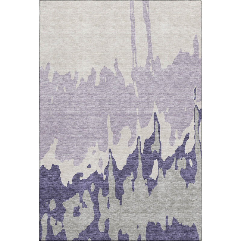 Premium Machine Washable Prisco Purple Rug, Rectangle 2'6" x 3'10"