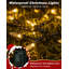 Ensemble de 4 guirlandes lumineuses de Noël d'extérieur, 5,5 m (18 pi), 50 mini-DEL blanc chaud à piles, avec minuterie et 8 modes d'éclairage-1604059320