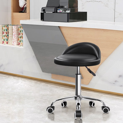 Tabouret de laboratoire rond réglable en hauteur en similicuir avec repose-pieds