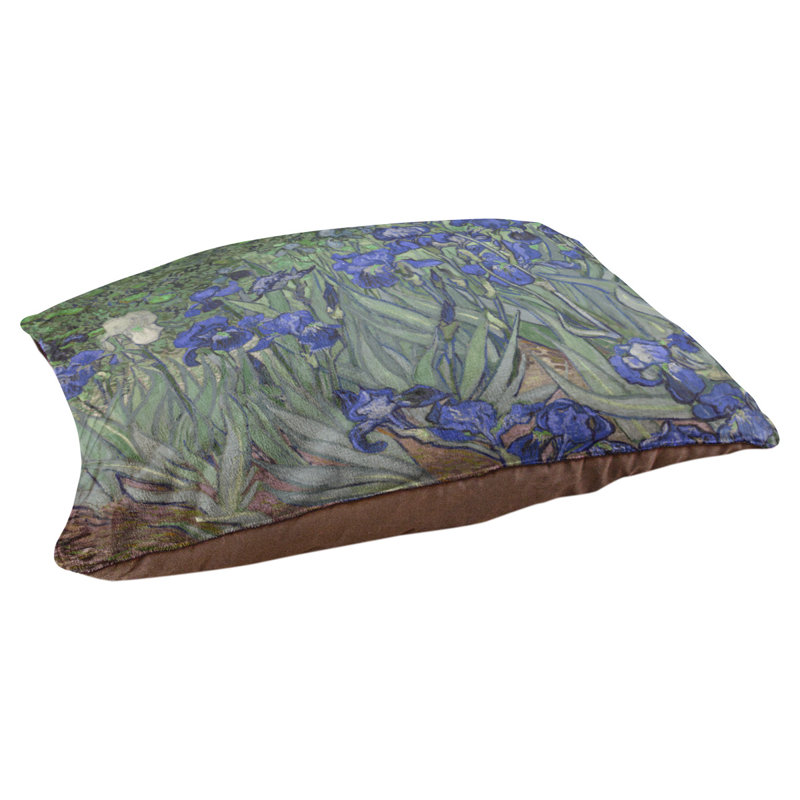Coussin stylisé irises Burk, L 42 po x l 52 po, Bleu / brun foncé