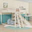 Lit mezzanine en bois avec glissoire, tablettes de rangement et échelles-699777329-699777332