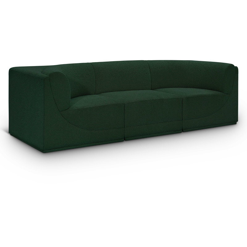 Canapé rembourré 98 po Izick, Tissu bouclé vert