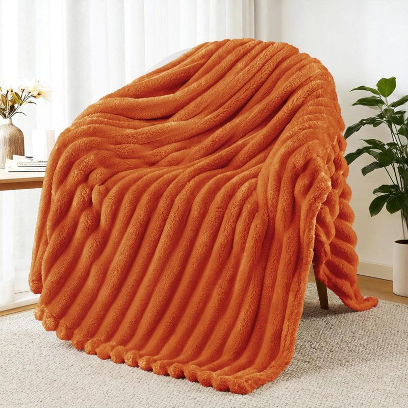 Machine Tufted Heated Blanket, Burnt Orange