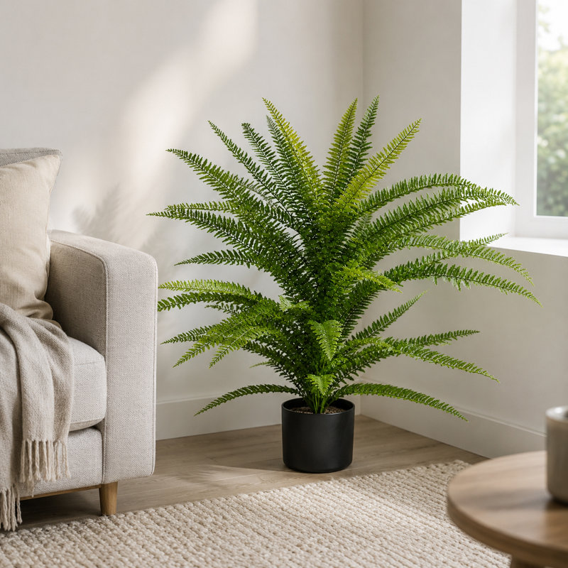 Fire Retardant Artificial Tree 75 cm H Faux Fern Tree Plant in Plastic Pot Liner