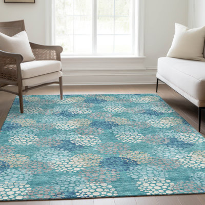 Tapis bleu sarcelle lavable à la machine Premium Prisco