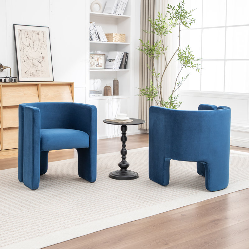 Jaimyn Upholstered Barrel Chair, Navy Velvet