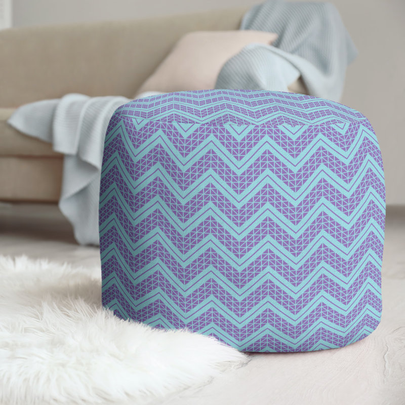 Upholstered Pouf, Teal.Purple