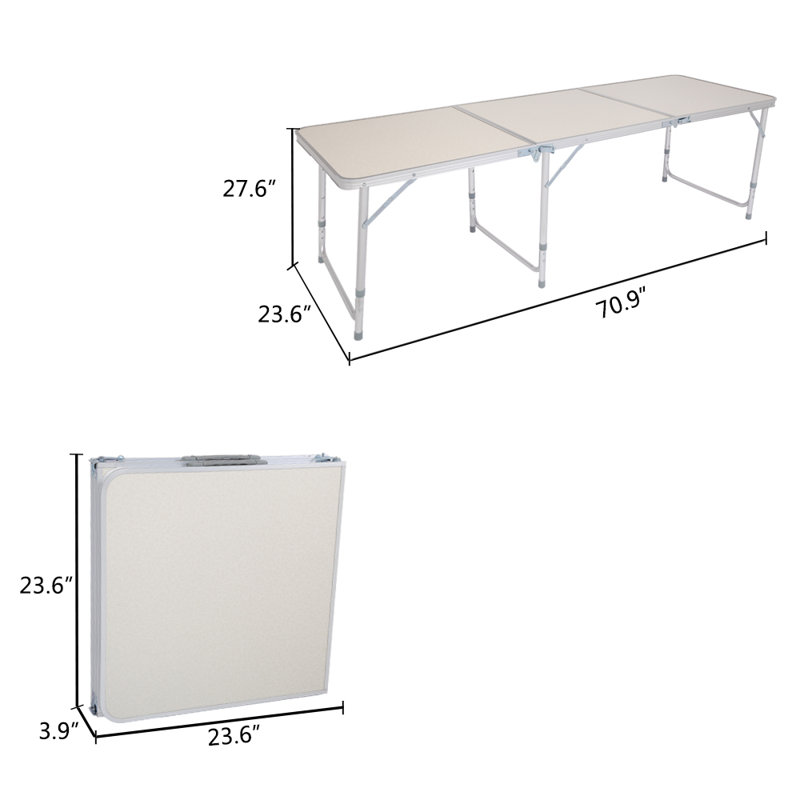 Table de camping pliante 47,2 po, H 27,6 po - L 71 à 15,8 po