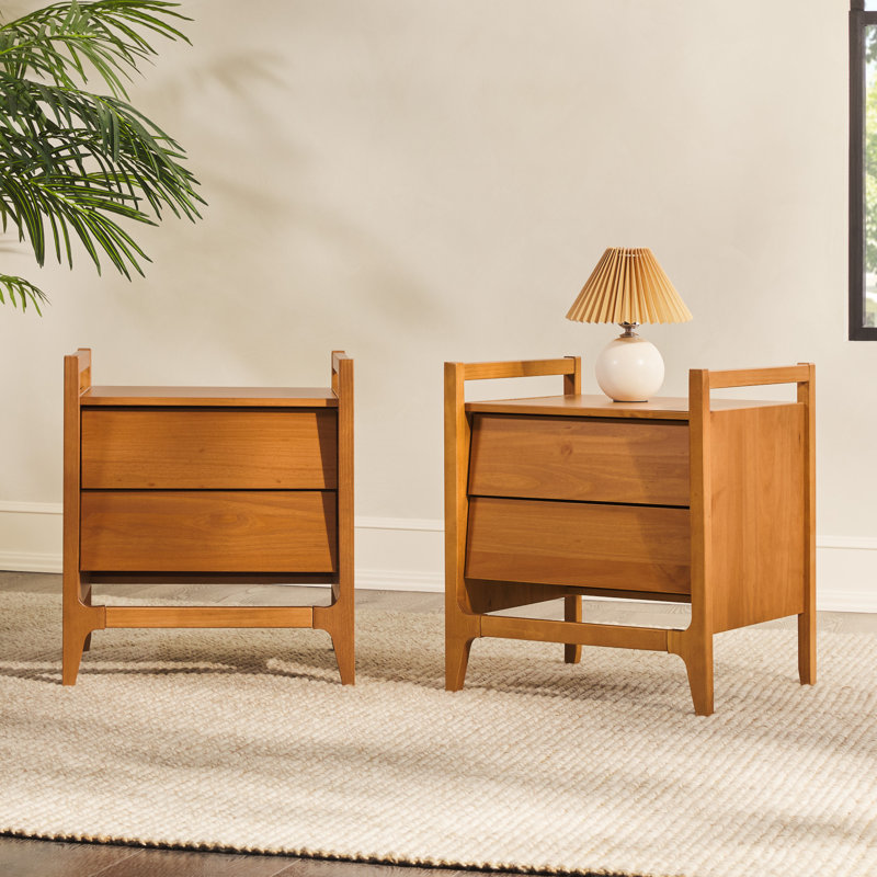 Maesie 2-Drawer Solid Wood Nightstands, Brown