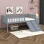Twin Bed Frame With Storage Shelf, Wooden Bed Frame With Slide And Ladder-1040554657