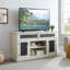 Meuble télé et console multimédia à motif en relief avec rangement ouvert et fermé, portes coulissantes pour salon et chambre à coucher, blanc-2069028390-2063980912