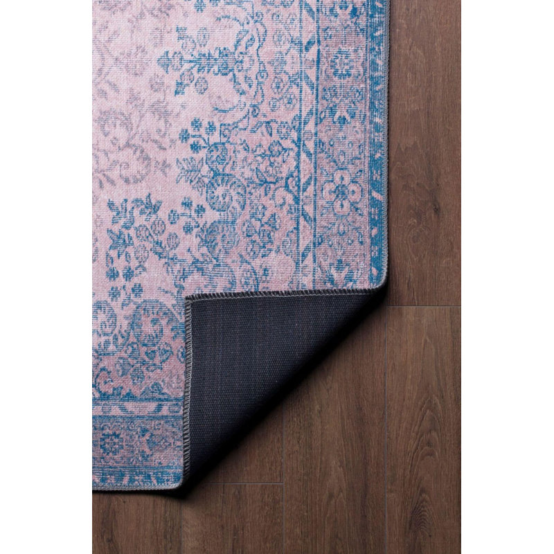Tapis rose poudré décoratif rétro, Rectangle 7 pi 7 po x 10 pi 10 po