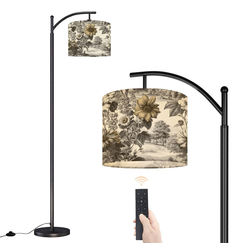 Lampe sur pied à arc avec fleurs et fleurs sauvages