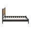 Structure de lit plateforme avec tête de lit en rotin, lit en osier avec support en lattes de bois, style bord de mer bohème, aucun sommier requis-133663152