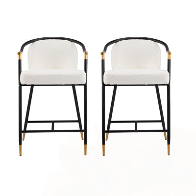 Upholstered Counter Stool with Metal Frame