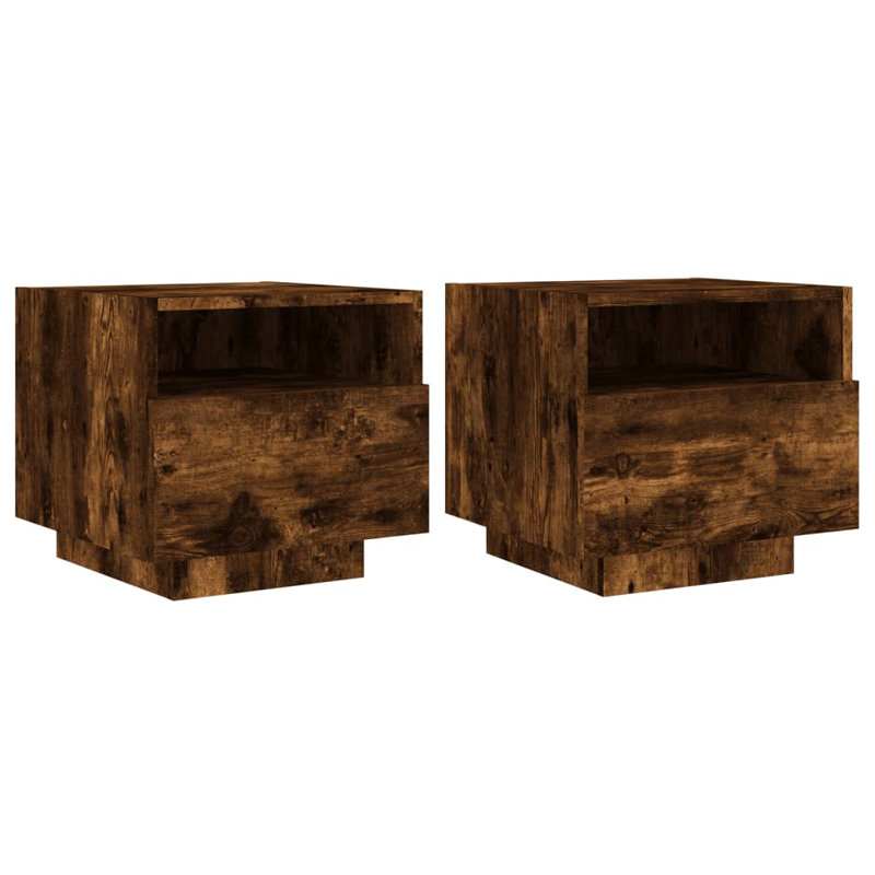 Brayli 39cm W Bedside Table, Smoked Oak, Individual