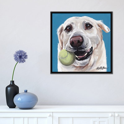 «Yellow Lab With Ball» par Hippie Hound Studios, impression sur toile tendue