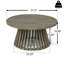 Table basse d'extérieur en bois d'acacia pour le patio, table basse ronde pour la cour arrière, pelouse, balcon, finition grise-2118320471