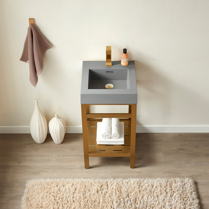 Ensemble de meuble-lavabo simple 18 po Irven, Or brossé, Gris, Gris