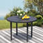 Table d'extérieur en métal, table ronde pour 6 personnes avec trou pour parasol, table de patio au design minimaliste moderne-32091683-32091709