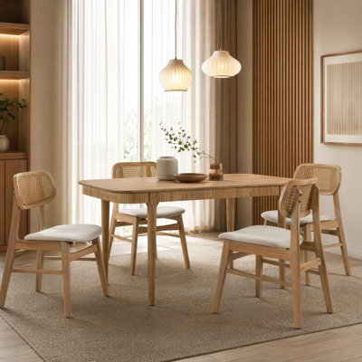 Havenwood Luxe Wood 5-Piece Fluted Pedestal Dining Set