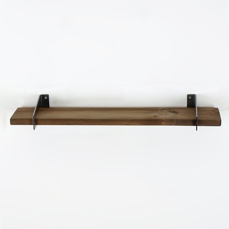 Solid Wood Bracket Shelf with Live Edge