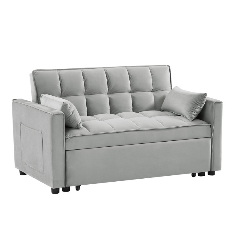 Futon gris avec lit gigogne et canapé de salon confortable à dossier réglable à 3 niveaux