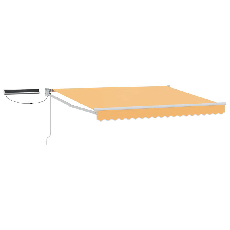 VidaXL Polyester Cover Retractable Patio Awning, Sand/White, 165" H x 250" W x 200" D, Solid Color