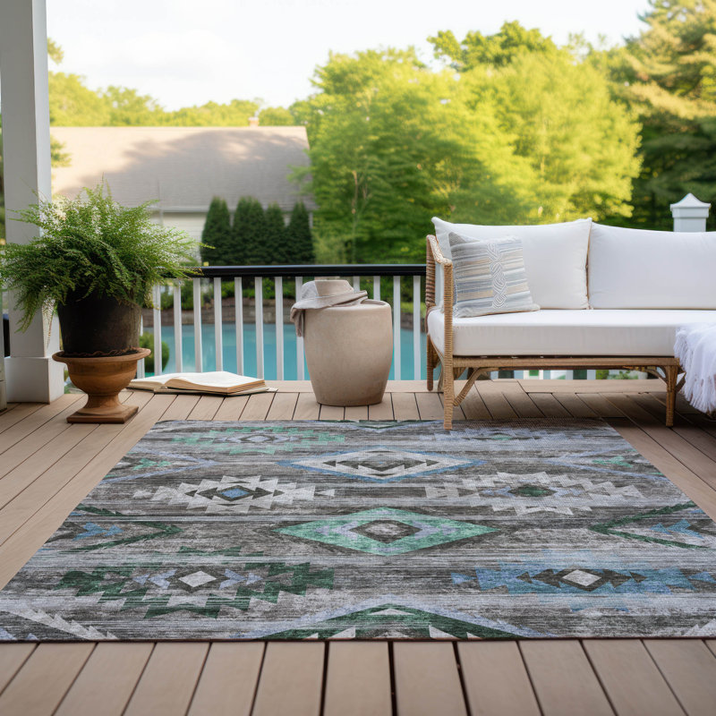 Malchow Washable Southwestern Indoor / Outdoor Rug, Rectangle 3' x 5'