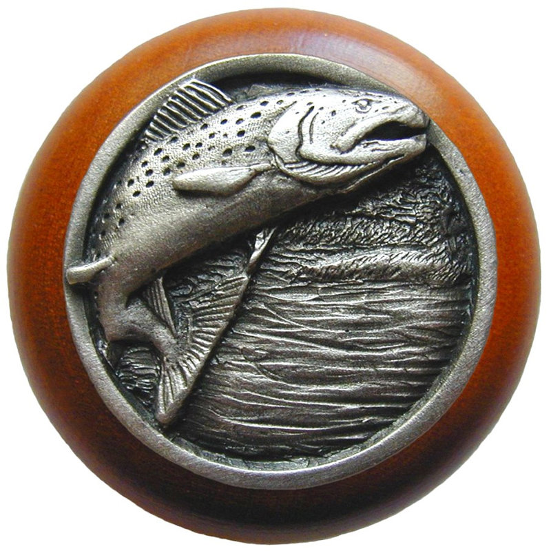 Great Outdoors 1.5" Diameter Mushroom Knob, Antique Pewter / Cherry Wood