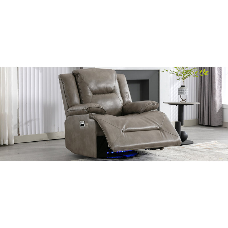 Fauteuil inclinable manuel et pivotant à 360 ° avec bande lumineuse à DEL pour salon, chambre à coucher, gris, Gris