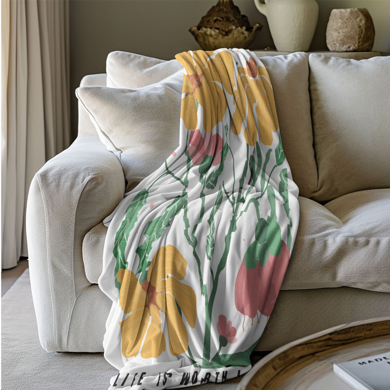  Couverture à motif floral Life Is Worth Living, Lit simple