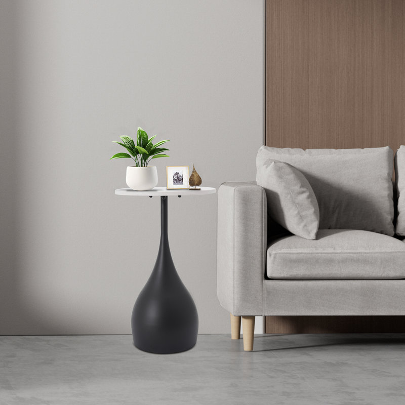 Round End Table, Sofa Side Table For Small Spaces, Black