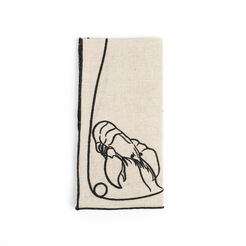 Line Drawing Embroidered Linen Napkins