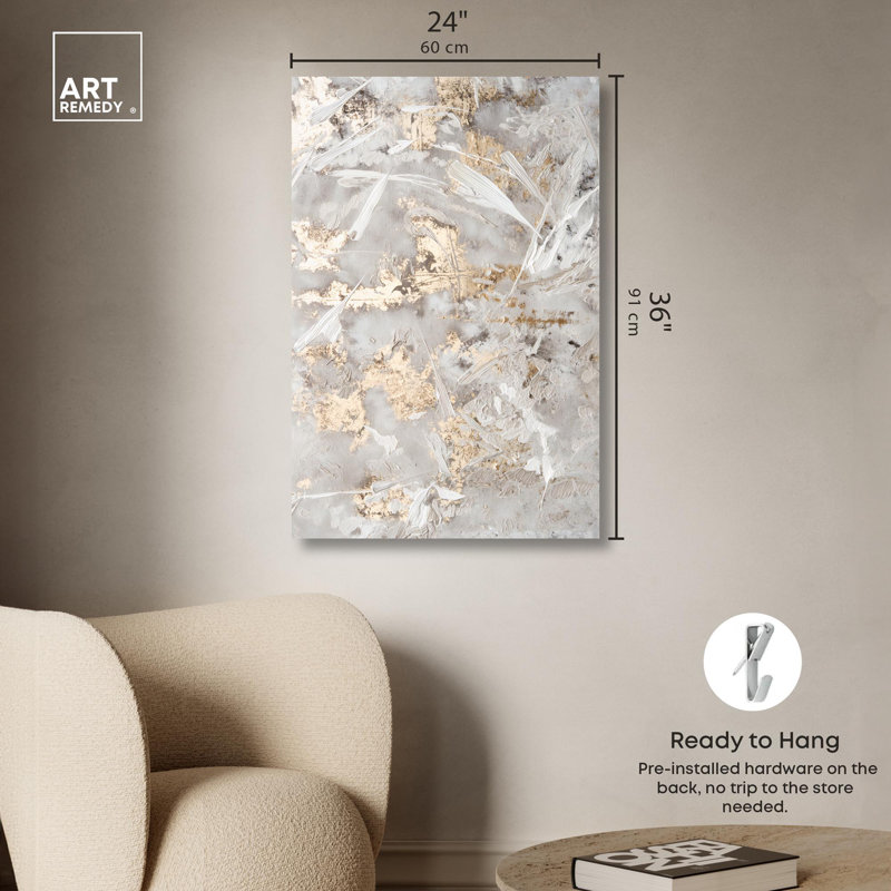 Celestial Gold 2, toile élégante abstraite dorée par Art Remedy, Toile tendue, H 36 po x l 24 po