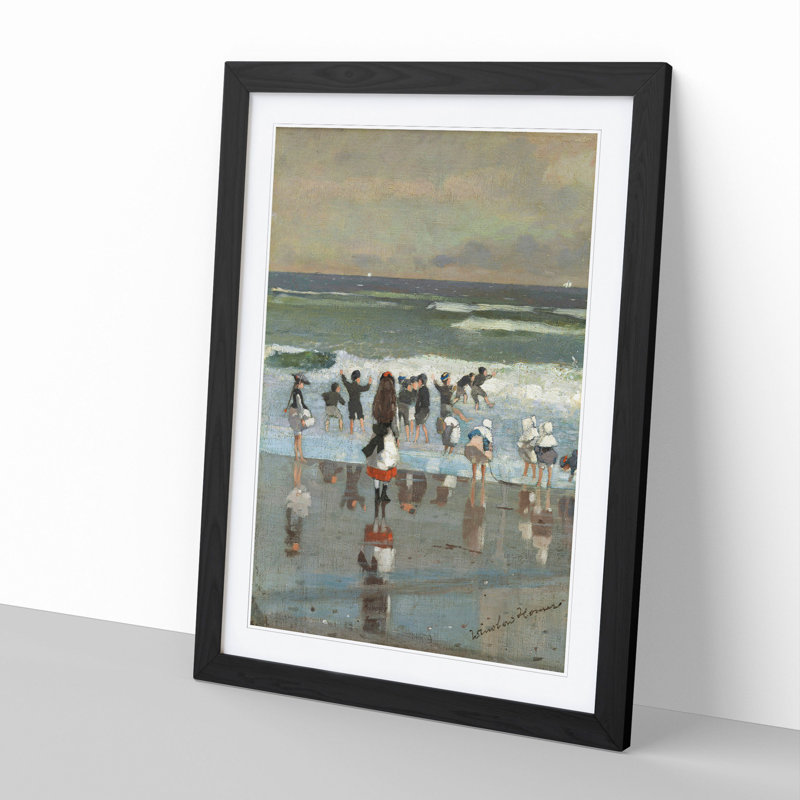 Beach Scene by Winslow Homer - Picture Frame Painting, 48cm H x 36cm W x 2cm D, Black Framed