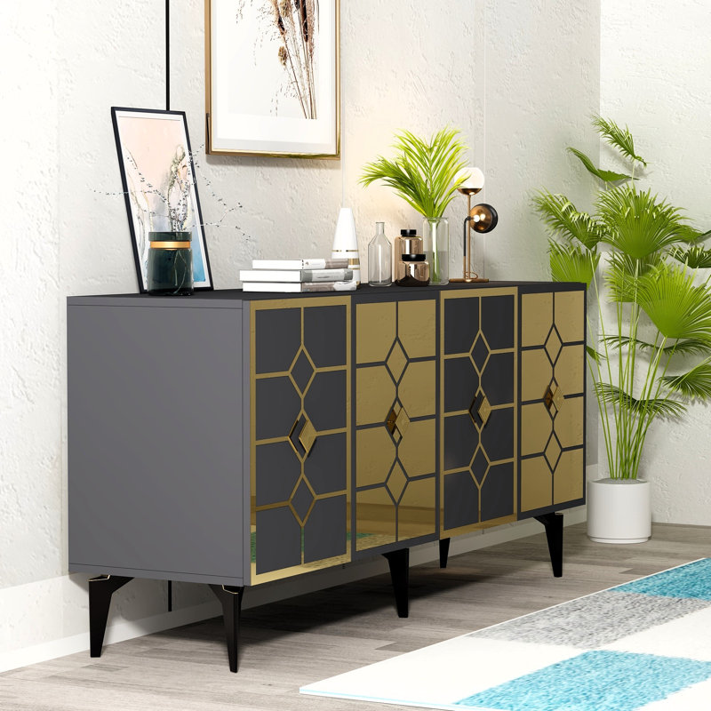 Oatley 150cm Console Table, Grey/Gold