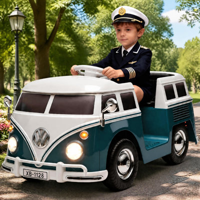 6V Licenced Volkswagen Kids Ride-On Bus, Toddler Electric Toy Car with 4.5AH Battery, LED Lights & Music Horn for Indoor & Backyard Play