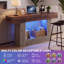 Console de style champêtre avec station de recharge (prises électriques) et éclairage DEL, tablette de rangement à 2 niveaux-481590466