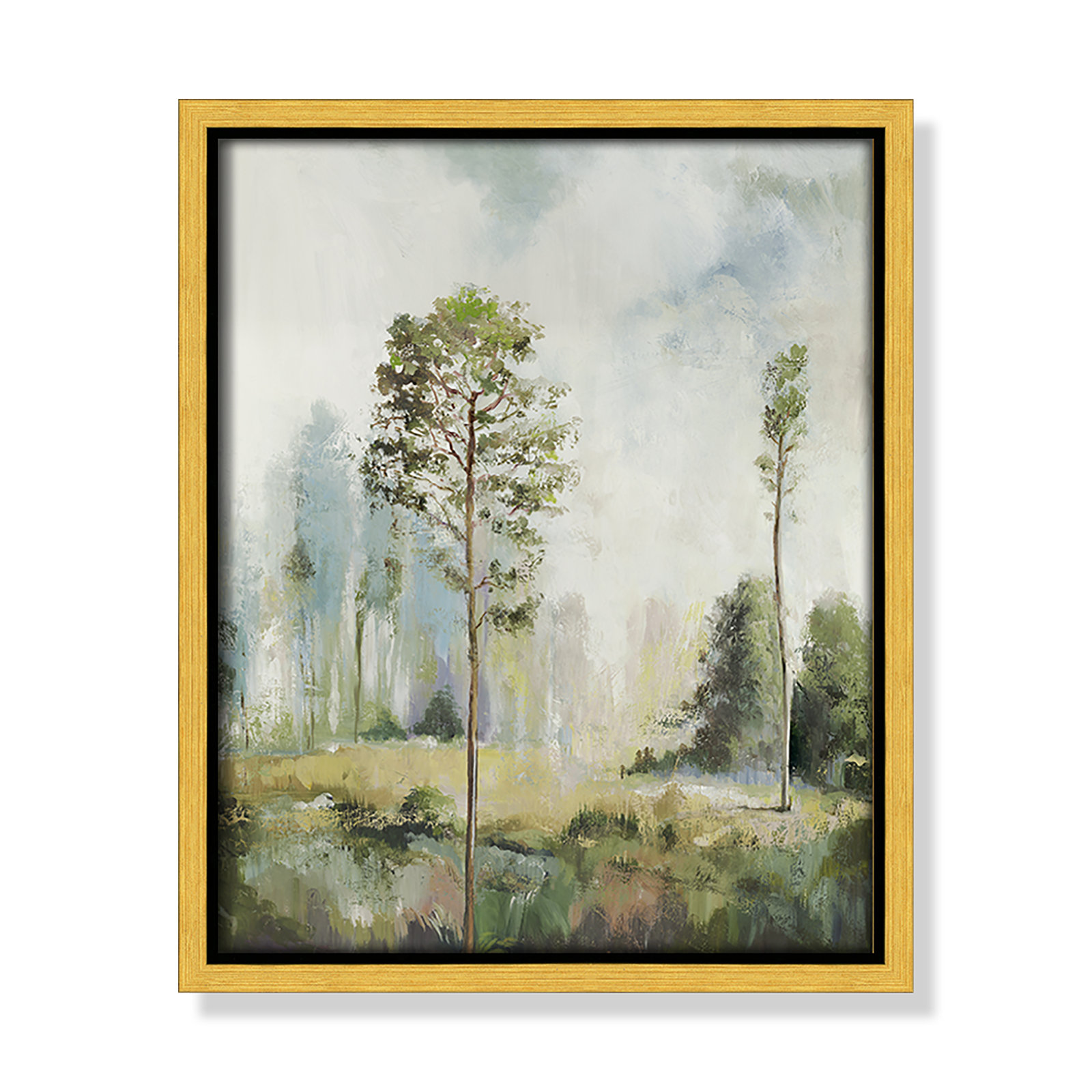 Teton "Tall Green Trees I" Print by Allison Pearce, 11.5" H x 9.5" W, Gold