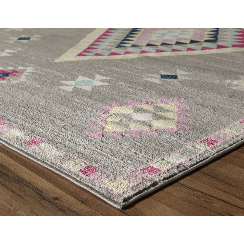 Tapis gris foncé Bodrum Tribal Sahara, Rectangle 8 pi 9 po x 12 pi
