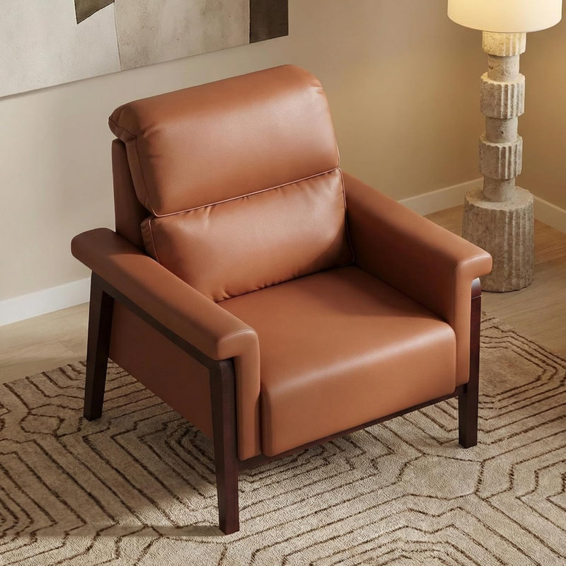 Fauteuil moderne à haut dossier de 35 po de largeur, Brun