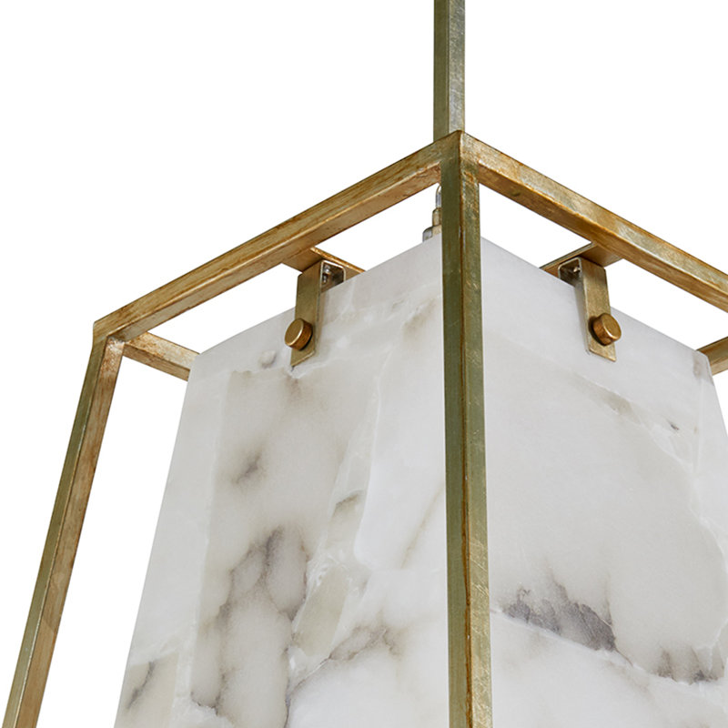 Stacey 4 - Light Unique / Statement Geometric Chandelier with Alabaster Accents, Champagne Silver