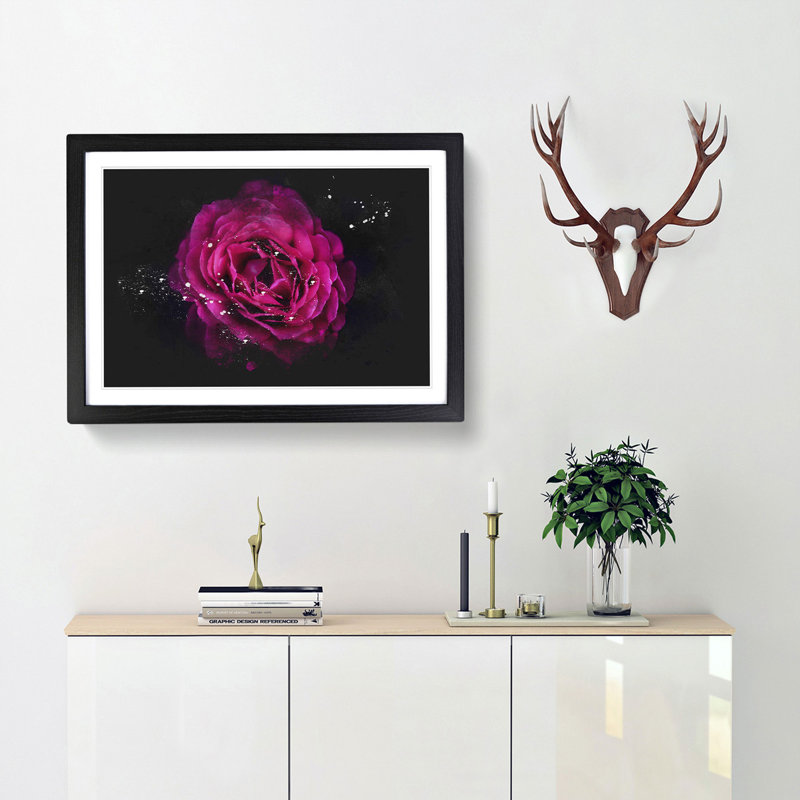Fuscia Pink Carnation - Picture Frame Graphic Art Print, Black Framed, 33cm H x 45cm W x 2cm D