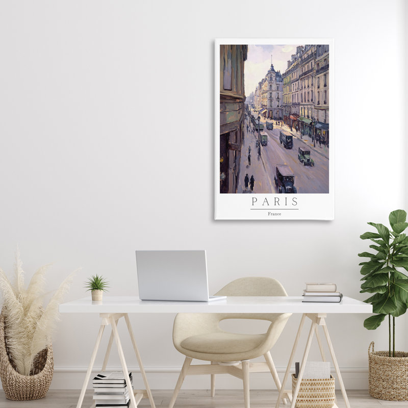 Scène rétro Paris, toile par Petal Prints Design, H 36 po x l 24 po