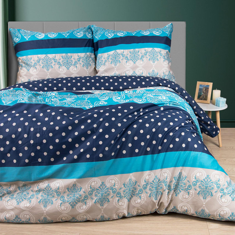 East Urban Home Cotton Geometric Shapes and Floral Duvet Cover Set with Pillow Shams and Pillowcases