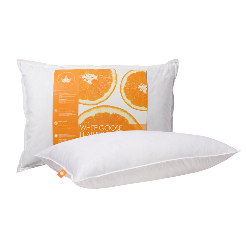 Standard White Goose Feather Medium Support Pillow